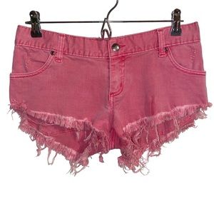 Womens Rusty Micro Distressed Cutoff Pink Shorts